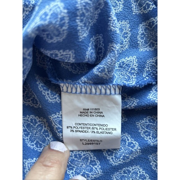 Lily White Blue And White Cami Dressy Tank With Cross Front Size Large - Picture 9 of 9